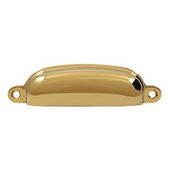 Exposed Shell Pull 4" - PVD - Polished Brass - New York Hardware Online