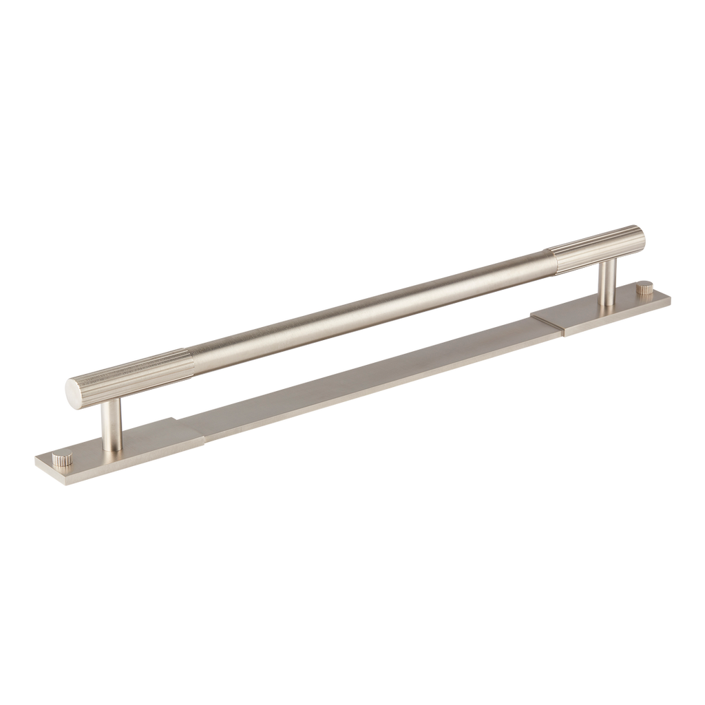MIX Straight Knurled Appliance Pull Handle & Backplate by Armac Martin - 608mm - Satin Nickel Plate