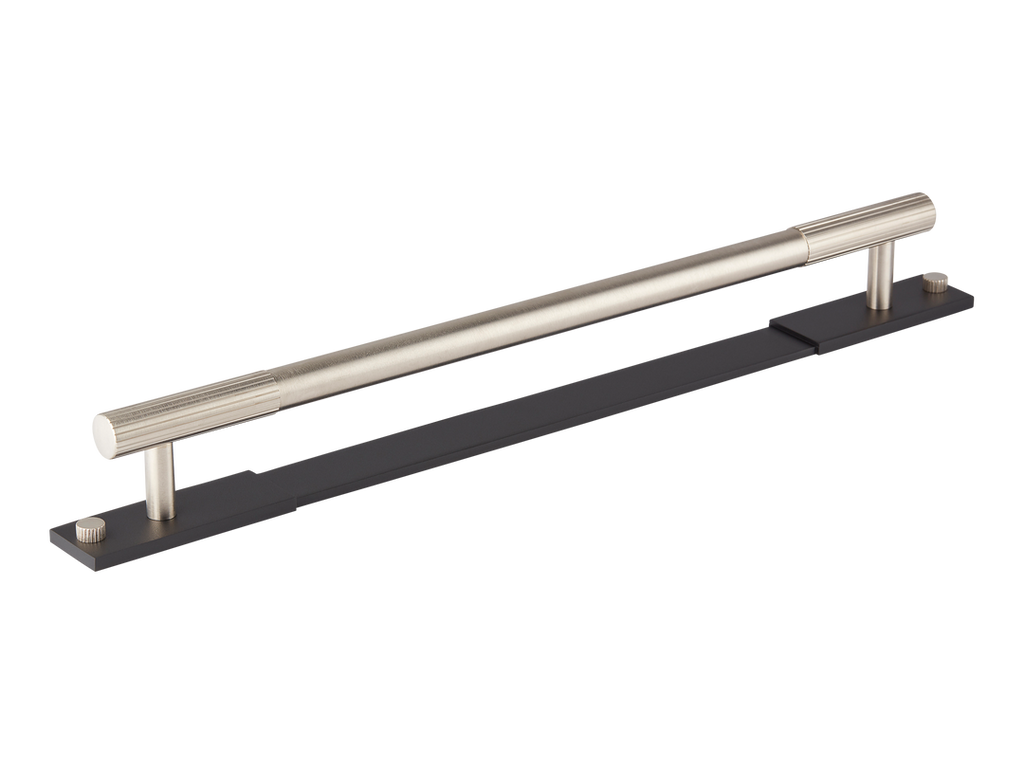 MIX Straight Knurled Appliance Pull Handle & Backplate - Mixed Finish by Armac Martin - 608mm - Satin Nickel Plate