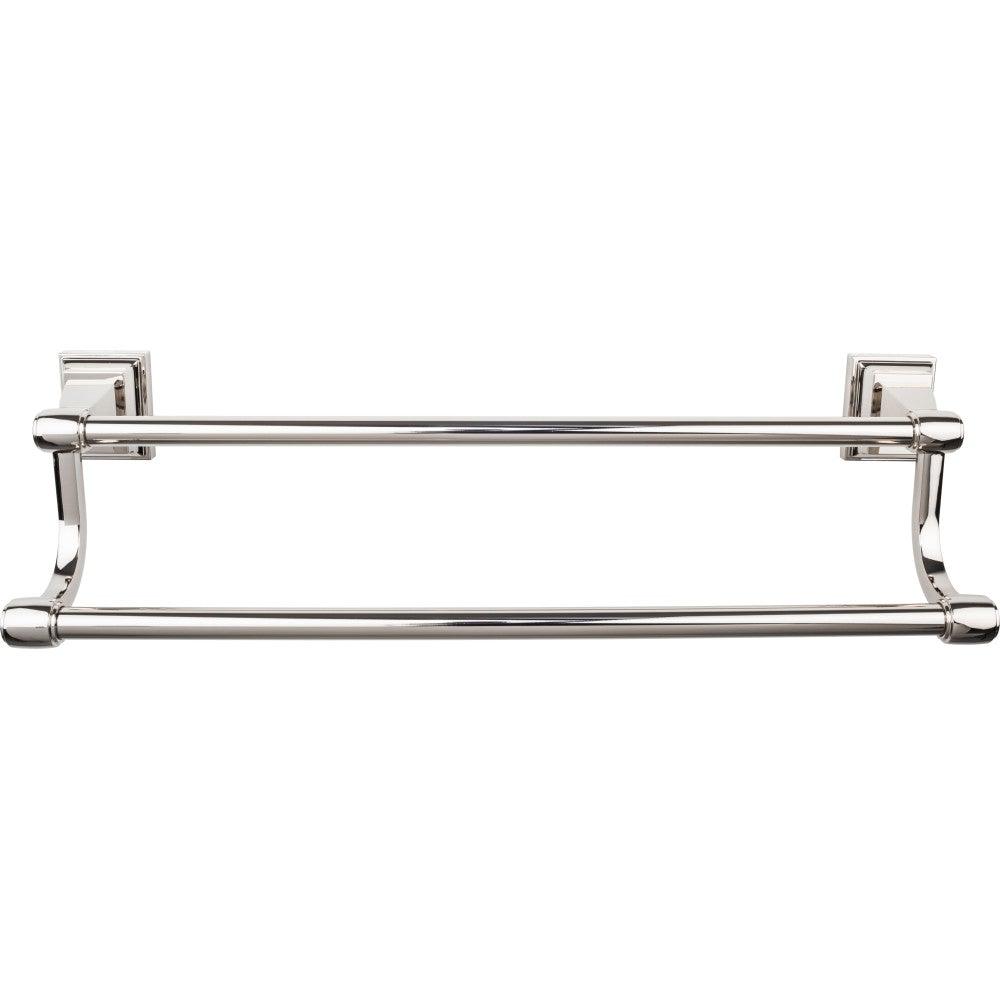 Stratton Bath Double Towel Bar by Top Knobs - Polished Nickel - New York Hardware
