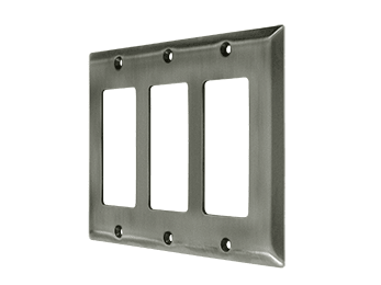 Triple Rocker Switch Plate - Pewter - New York Hardware Online