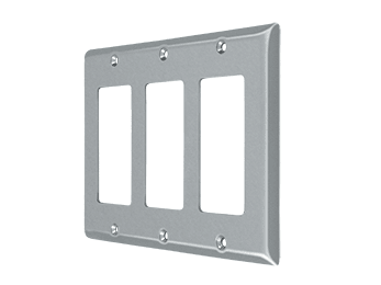Triple Rocker Switch Plate - Brushed Chrome - New York Hardware Online