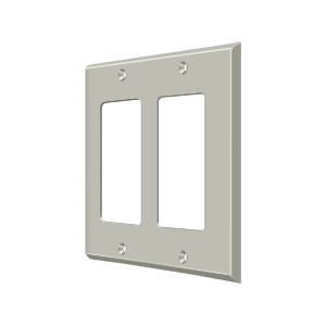 Double Rocker Switch Plate by Deltana -  - Brushed Nickel - New York Hardware