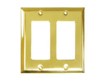 Double Rocker Switch Plate - Polished Brass - New York Hardware Online