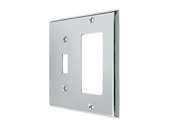 Single Switch and Single Rocker Combination Switch Plate - Polished Chrome - New York Hardware Online