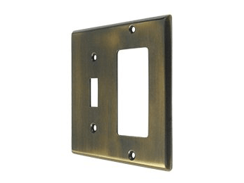 Single Switch and Single Rocker Combination Switch Plate - Antique Brass - New York Hardware Online