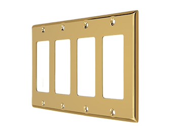 Quadruple Rocker Switch Plate - PVD - Polished Brass - New York Hardware Online