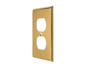 Duplex Outlet Switch Plate - PVD - Polished Brass - New York Hardware Online