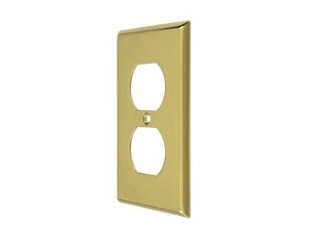 Duplex Outlet Switch Plate - Polished Brass - New York Hardware Online