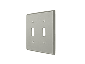 Double Toggle Standard Switch Plate - Satin Nickel - New York Hardware Online