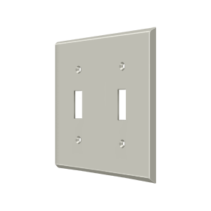 Double Toggle Switch Plate  by Deltana -  - Brushed Nickel - New York Hardware