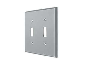 Double Toggle Standard Switch Plate - Brushed Chrome - New York Hardware Online