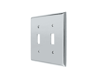 Double Toggle Standard Switch Plate - Polished Chrome - New York Hardware Online