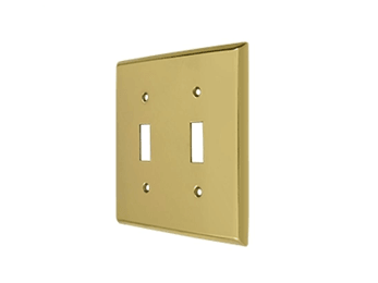 Double Toggle Standard Switch Plate - Polished Brass - New York Hardware Online