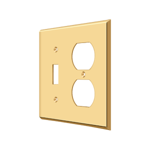 Single Toggle Switch & Double Outlet Plate by Deltana -  - PVD Polished Brass - New York Hardware