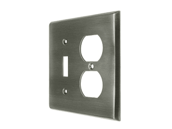 SingleToggle Switch and Duplex Outlet Switch Plate - Pewter - New York Hardware Online
