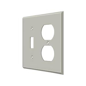 Single Toggle Switch & Double Outlet Plate by Deltana -  - Brushed Nickel - New York Hardware