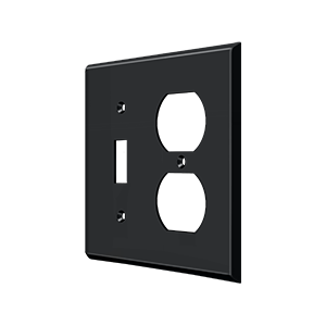 Single Toggle Switch & Double Outlet Plate by Deltana -  - Paint Black - New York Hardware