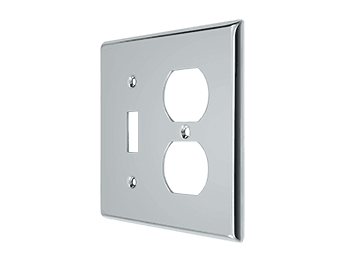 SingleToggle Switch and Duplex Outlet Switch Plate - Polished Chrome - New York Hardware Online