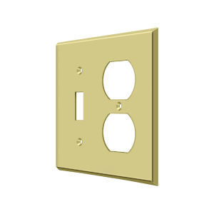 Single Toggle Switch & Double Outlet Plate by Deltana -  - Polished Brass - New York Hardware