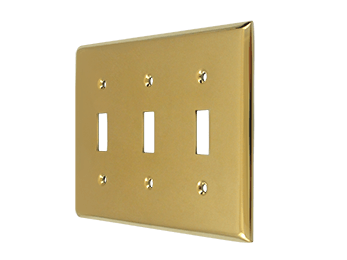 Triple Toggle Standard Switch Plate - PVD - Polished Brass - New York Hardware Online