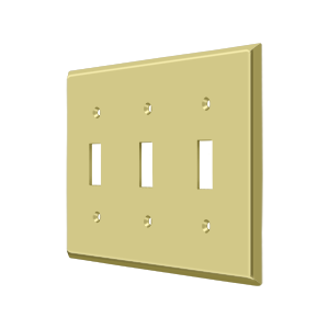 Triple Toggle Switch Plate by Deltana -  - Polished Brass - New York Hardware
