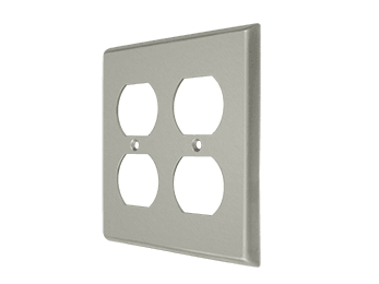 Double Duplex Outlet Switch Plate - Satin Nickel - New York Hardware Online