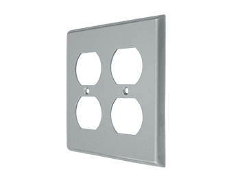 Double Duplex Outlet Switch Plate - Brushed Chrome - New York Hardware Online