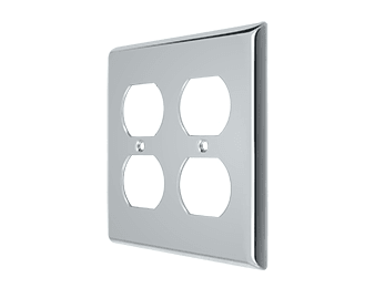 Double Duplex Outlet Switch Plate - Polished Chrome - New York Hardware Online