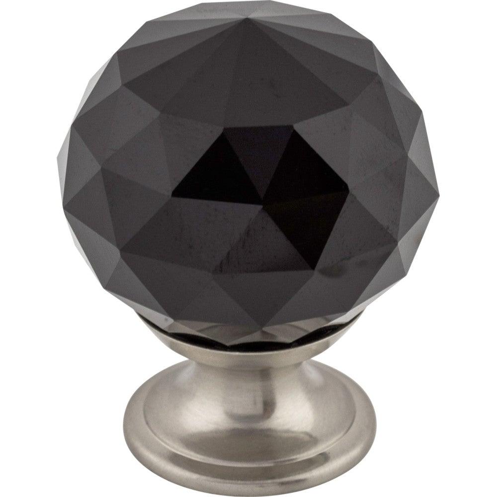 Black Crystal Knob by Top Knobs - Brushed Satin Nickel - New York Hardware