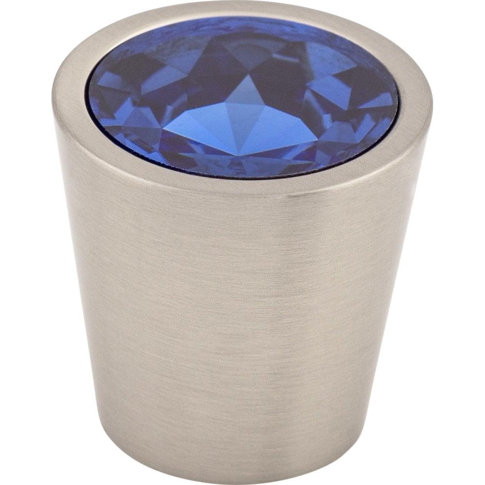 Blue Crystal Center Knob by Top Knobs - Brushed Satin Nickel - New York Hardware