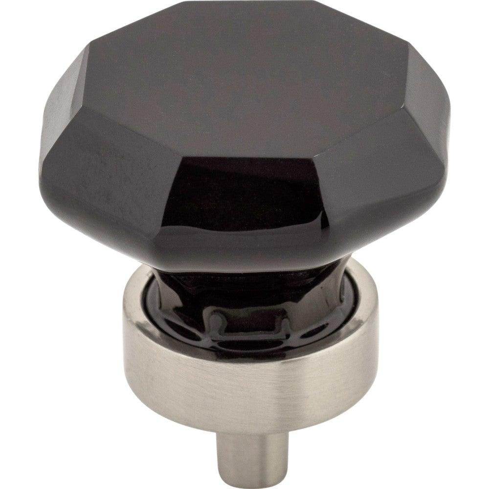 Black Octagon Crystal Knob by Top Knobs - Brushed Satin Nickel - New York Hardware