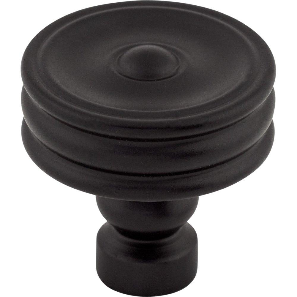 Brixton Ridged Knob by Top Knobs - Flat Black - New York Hardware