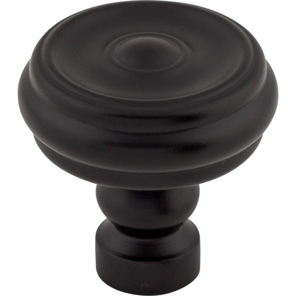 Brixton Button Knob by Top Knobs - Flat Black - New York Hardware