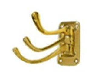 Triple Swivel Hook, Heavy Duty, 4" Projection - PVD - Polished Brass - New York Hardware Online