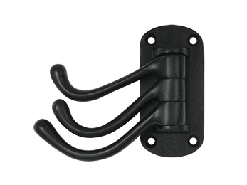 Triple Swivel Hook, Heavy Duty, 4" Projection - Black - New York Hardware Online