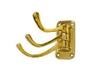 Triple Swivel Hook, Heavy Duty, 4" Projection - Polished Brass - New York Hardware Online