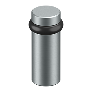 Round Cylindar Solid Brass Universal Floor Bumper by Deltana -  - Brushed Chrome - New York Hardware