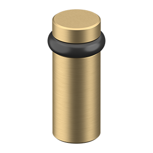 Round Cylindar Solid Brass Universal Floor Bumper by Deltana -  - Brushed Brass - New York Hardware