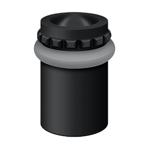 Round Pattern Cap Universal Solid Brass Floor Bumper by Deltana - 2-1/8" - Paint Black - New York Hardware