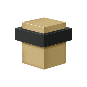 Square Solid Brass Universal Floor Bumper by Deltana - 1-3/8" - Brushed Brass - New York Hardware