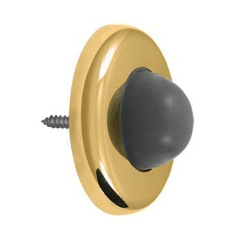 Wall Mount Convex Flush Bumper, 2 1/2" Diameter - PVD - Polished Brass - New York Hardware Online