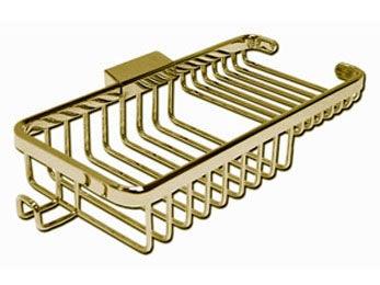 Wire Basket, 10" Rect/Com w/Hook - PVD - Polished Brass - New York Hardware Online