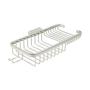 Wire Basket with Shallow Rectangular Shelf and Hook by Deltana - 10-3/8" - Polished Nickel - New York Hardware