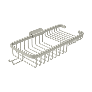 Wire Basket with Shallow Rectangular Shelf and Hook by Deltana - 10-3/8" - Brushed Nickel - New York Hardware