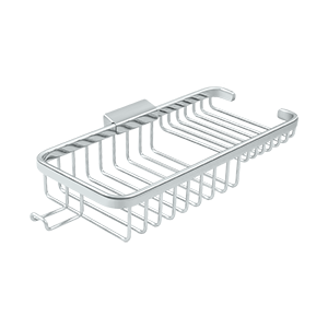 Wire Basket with Shallow Rectangular Shelf and Hook by Deltana - 10-3/8" - Polished Chrome - New York Hardware