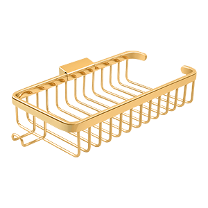 Shallow Rectangular Wire Basket with Hook by Deltana -  - PVD Polished Brass - New York Hardware