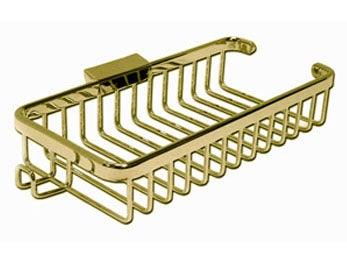 Wire Basket, 10" Rect w/Hook - PVD - Polished Brass - New York Hardware Online