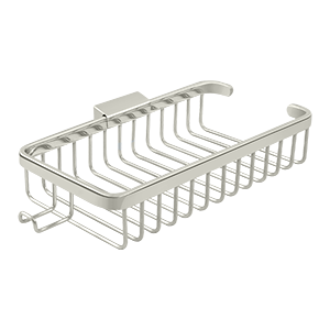 Shallow Rectangular Wire Basket with Hook by Deltana -  - Polished Nickel - New York Hardware