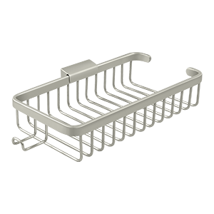Shallow Rectangular Wire Basket with Hook by Deltana -  - Brushed Nickel - New York Hardware